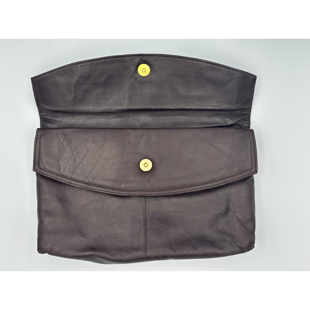 Vintage 70’s Brown Genuine Leather Fold-Over Clutch Denver Dry Goods | Circa - Picture 3 of 7